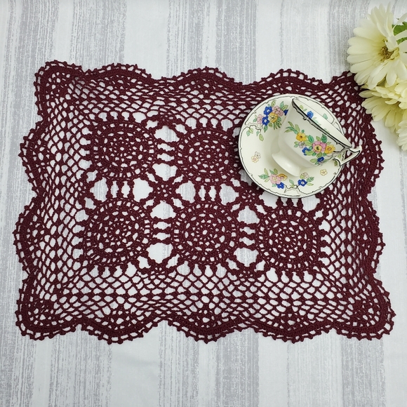 Beautiful Knit Tablemats - 6pc Set Wine - Picture 1 of 14